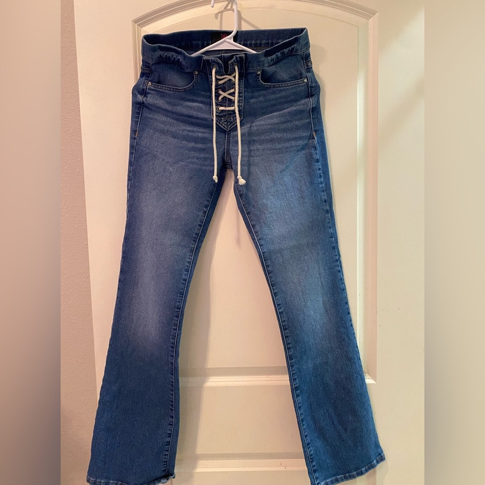 NOBO Blue Lace-Up Flare Jeans